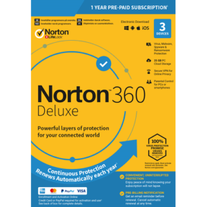 Norton 360 Deluxe - 1-Year / 3-Device - USA/Canada